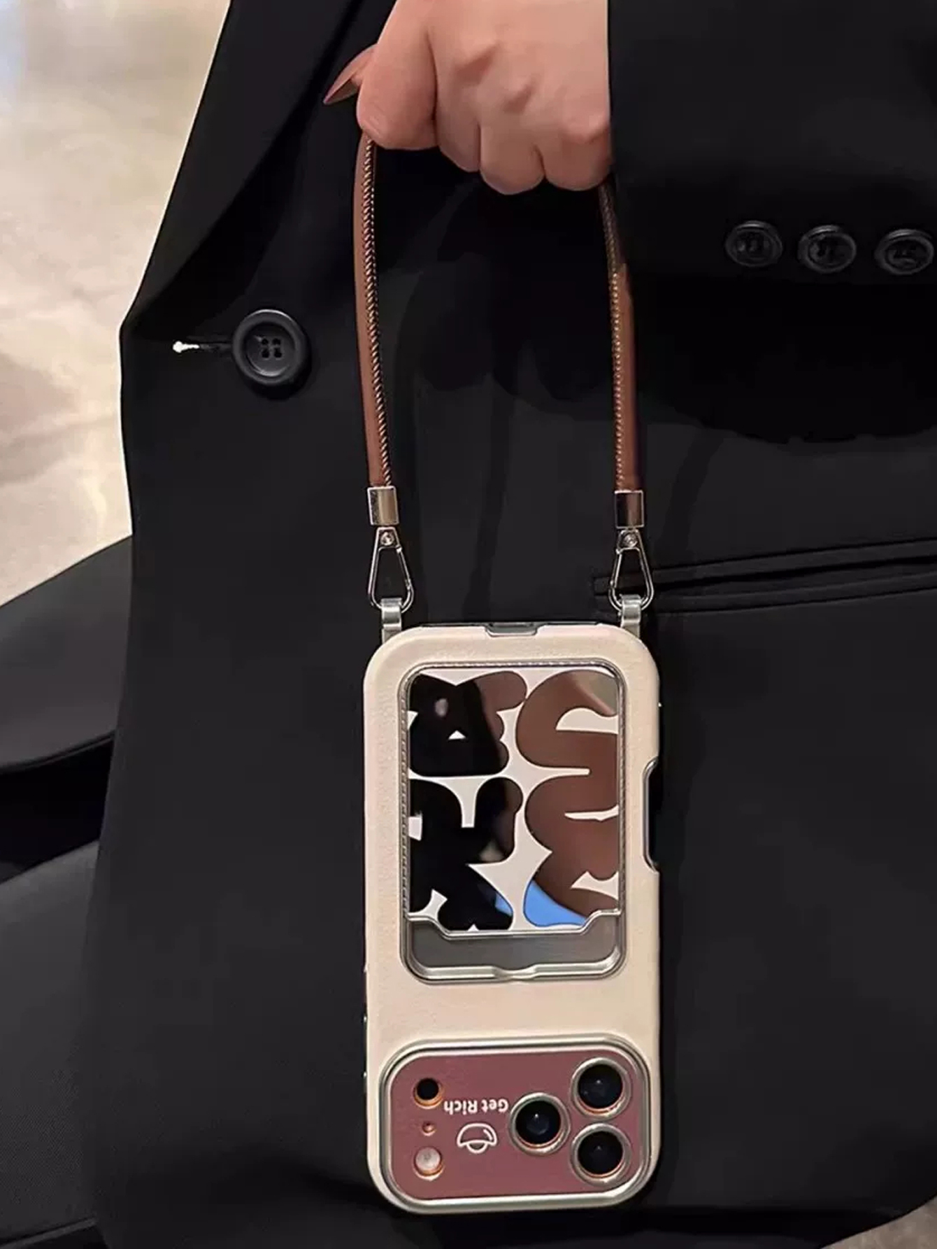 Phone Accessories Holder - Casing Ponsel Kulit Mewah dengan Tempat
