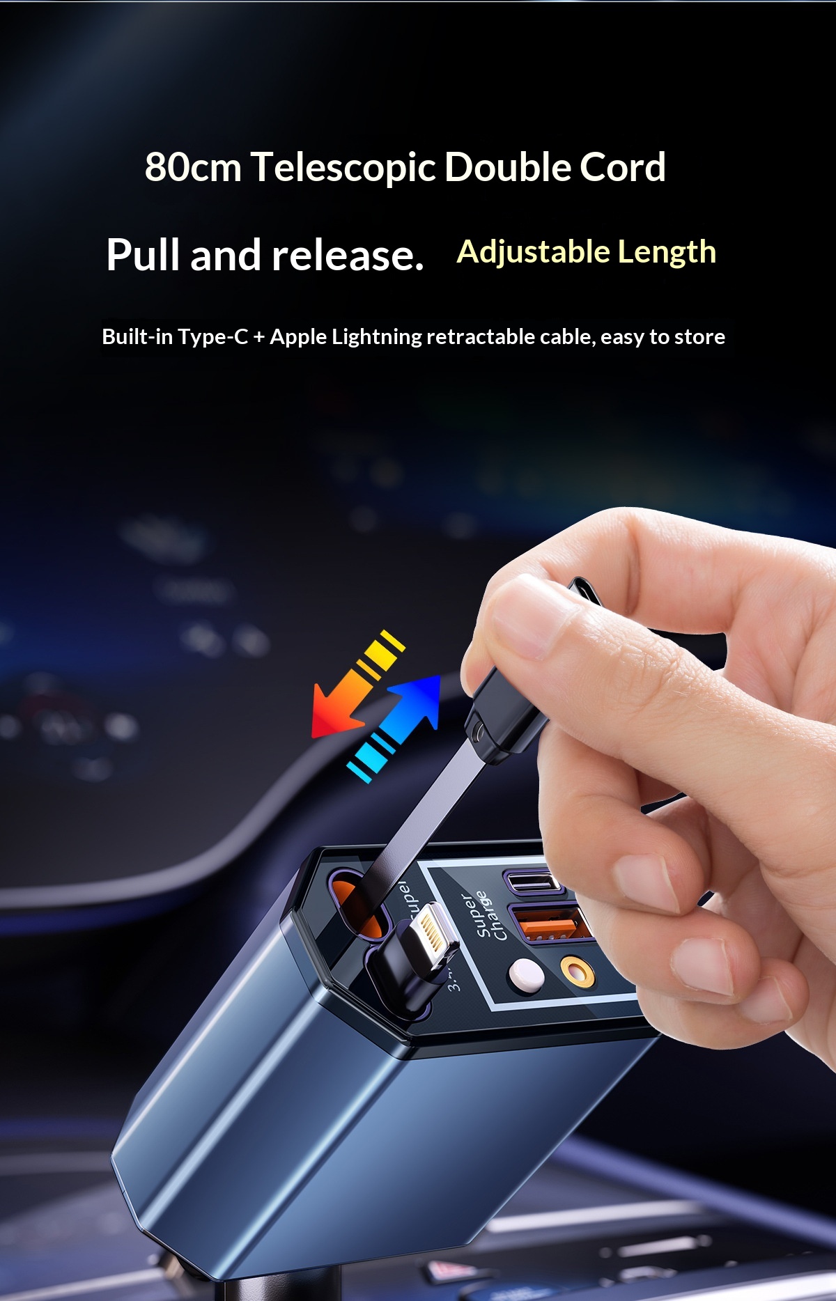 Pengisi Daya Mobil 120W dengan - Fast Charging Cable ulasan dan harga